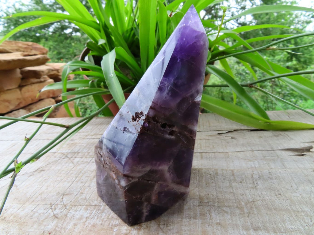 Polished Gemmy Chevron Amethyst Quartz Crystal Points x 2 From Kolomo, Zambia - TopRock