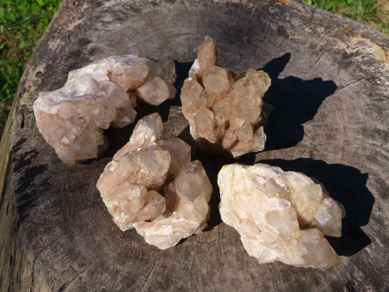 Natural Smokey Phantom Clusters x 4 From Lwena, Congo - TopRock