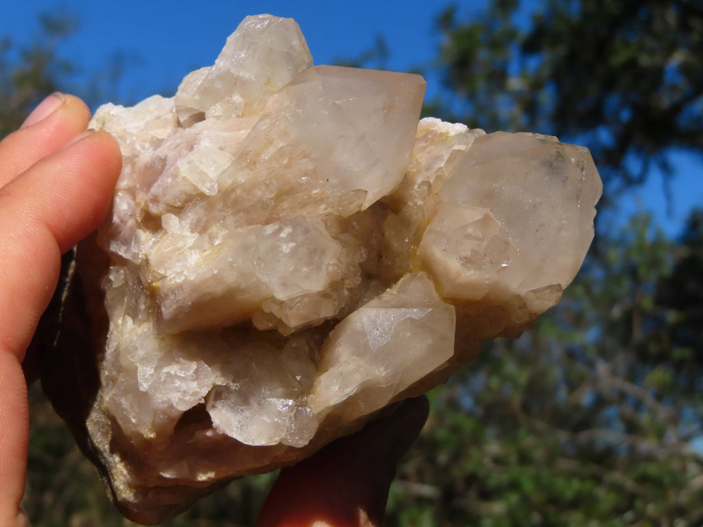 Natural Smokey Phantom Clusters x 4 From Lwena, Congo - TopRock