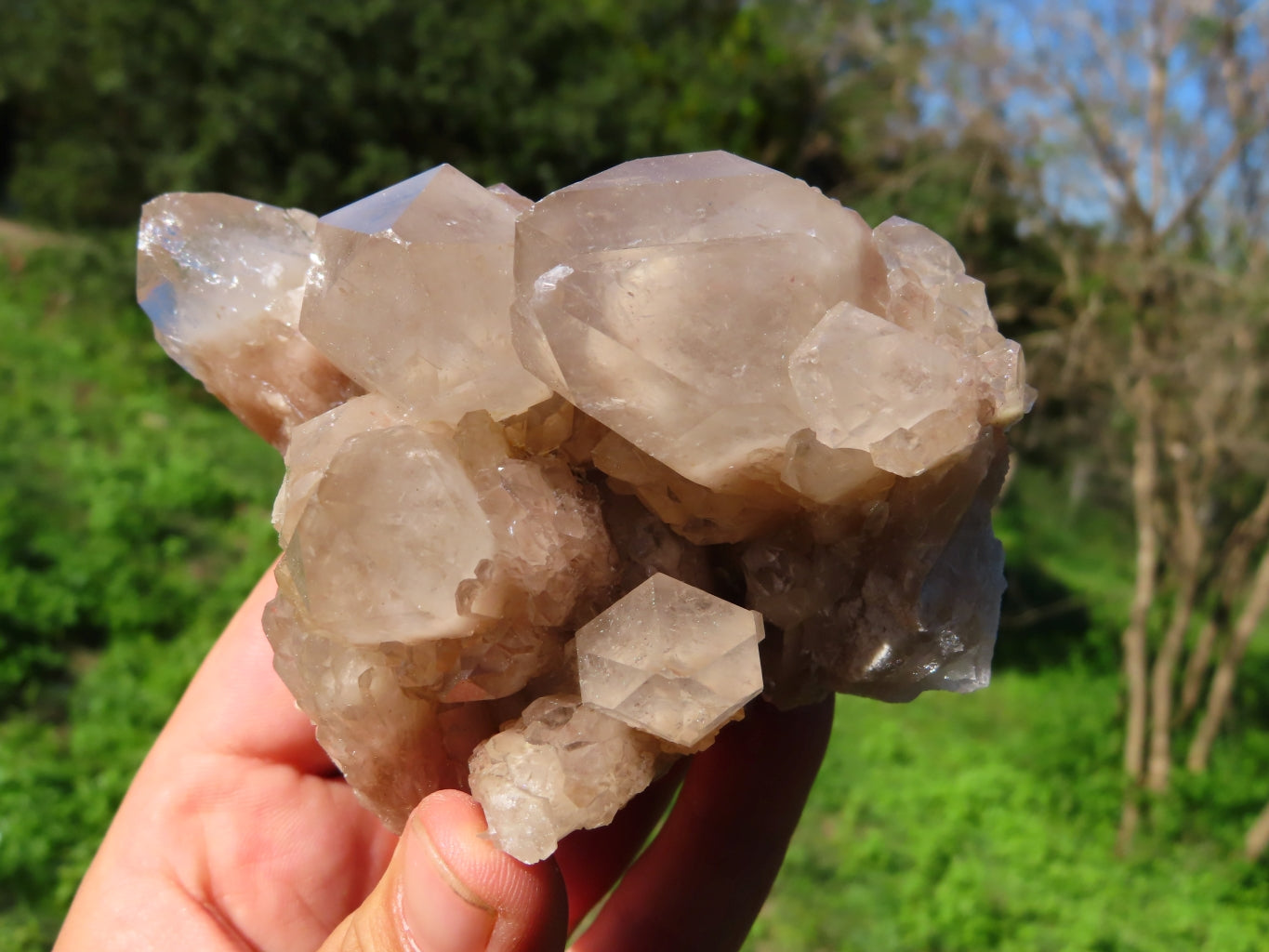 Natural Smokey Phantom Clusters x 4 From Lwena, Congo - TopRock