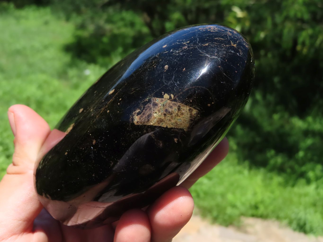 Polished Black Tourmaline Standing Free Forms With Biotite Mica Patterns x 3 From Madagascar - TopRock
