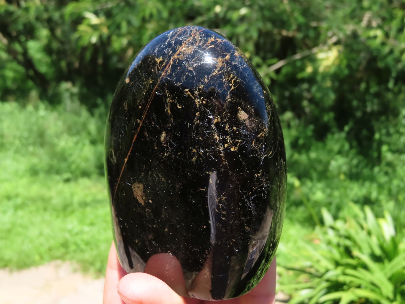 Polished Black Tourmaline Standing Free Forms With Biotite Mica Patterns x 3 From Madagascar - TopRock