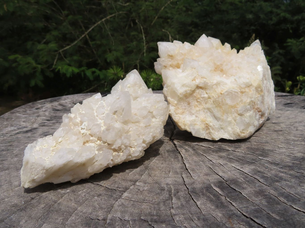 Natural White Phantom Quartz Cluster Specimens x 2 From Madagascar - TopRock