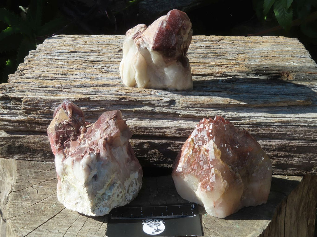 Natural Red Hematoid Quartz Clusters x 3 From Zimbabwe - TopRock