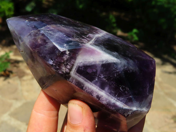 Polished Chevron Amethyst Crystal Point x 1 From Zambia - TopRock