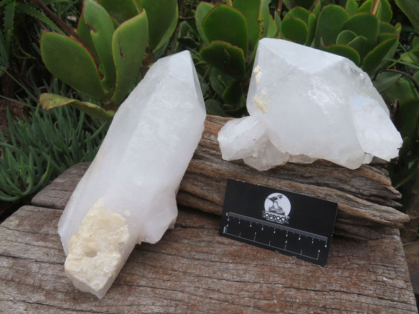 Natural Frosty Large Clear Self Healed & Double Terminated Quartz Crystals x 2 From Madagascar - TopRock