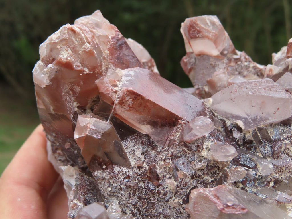 Natural Red Hematoid Phantom Quartz Clusters x 3 From Zimbabwe - TopRock