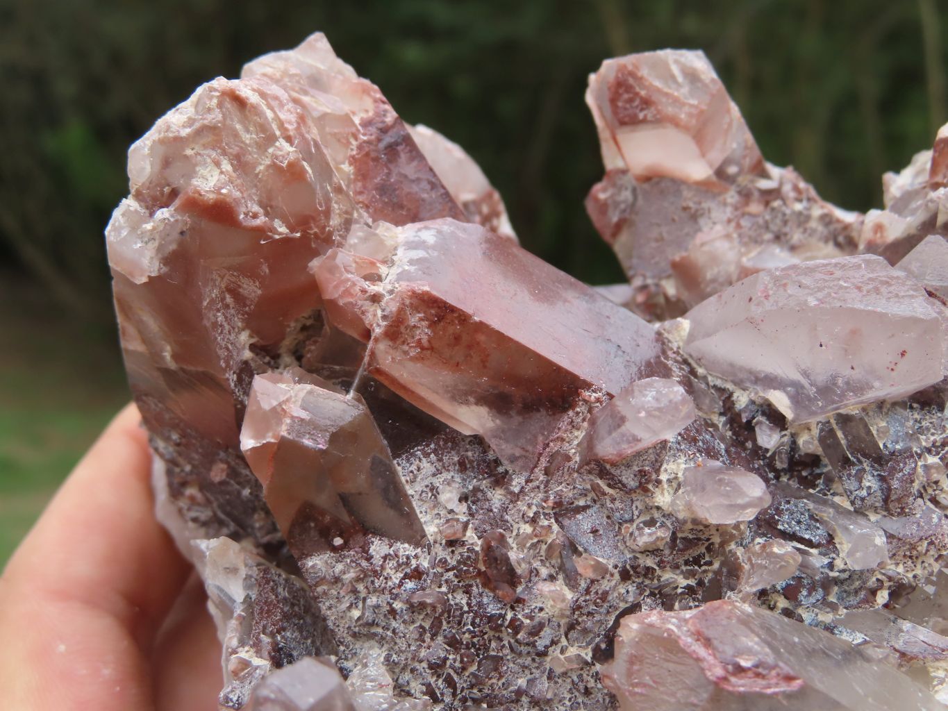 Natural Red Hematoid Phantom Quartz Clusters x 3 From Zimbabwe - TopRock