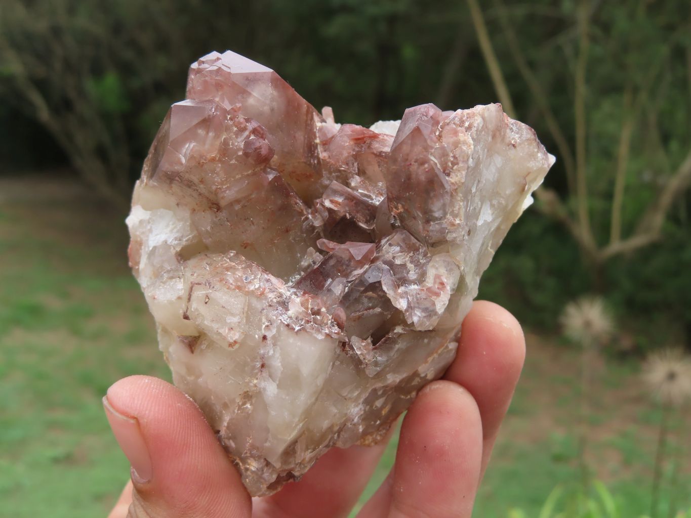 Natural Red Hematoid Phantom Quartz Clusters x 3 From Zimbabwe - TopRock