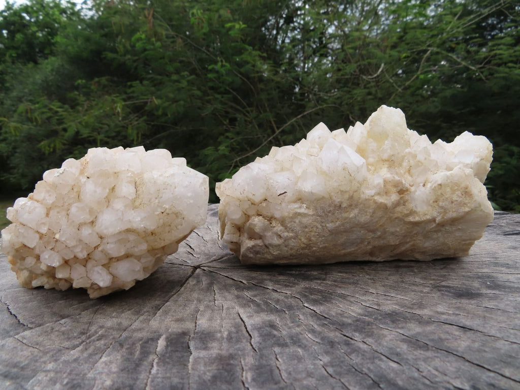 Natural White Phantom Quartz Clusters x 2 From Madagascar - TopRock