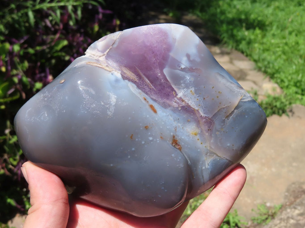 Polished Amethyst Crystalline Agate Geodes x 2 From Madagascar - TopRock