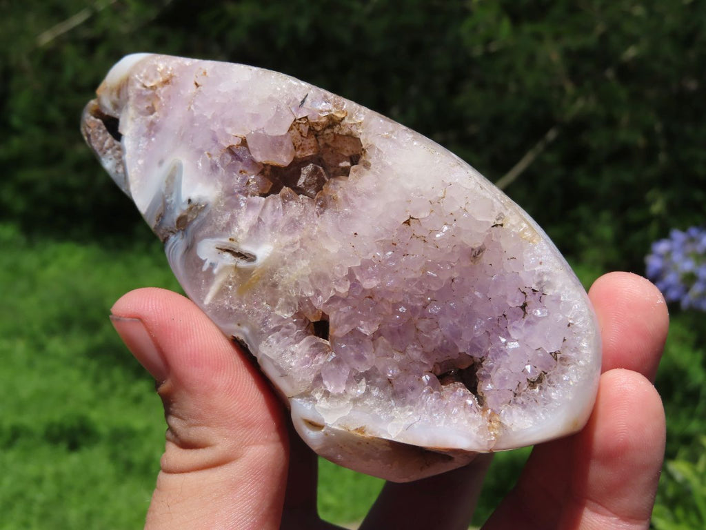 Polished Amethyst Crystalline Agate Geodes x 2 From Madagascar - TopRock