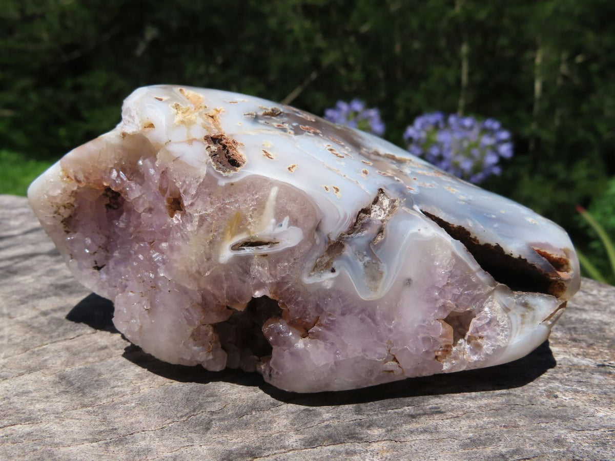 Polished Amethyst Crystalline Agate Geodes x 2 From Madagascar - TopRock