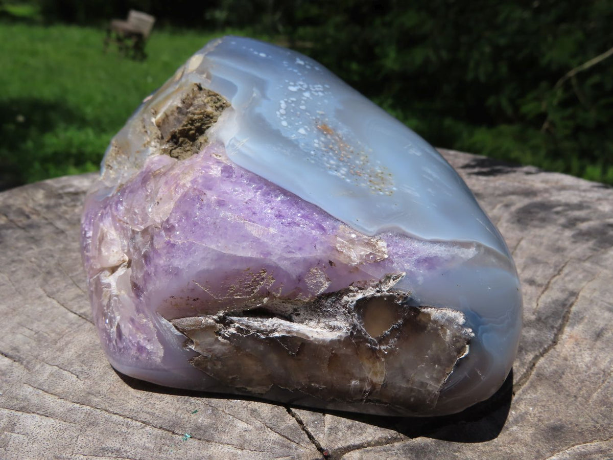 Polished Amethyst Crystalline Agate Geodes x 2 From Madagascar - TopRock