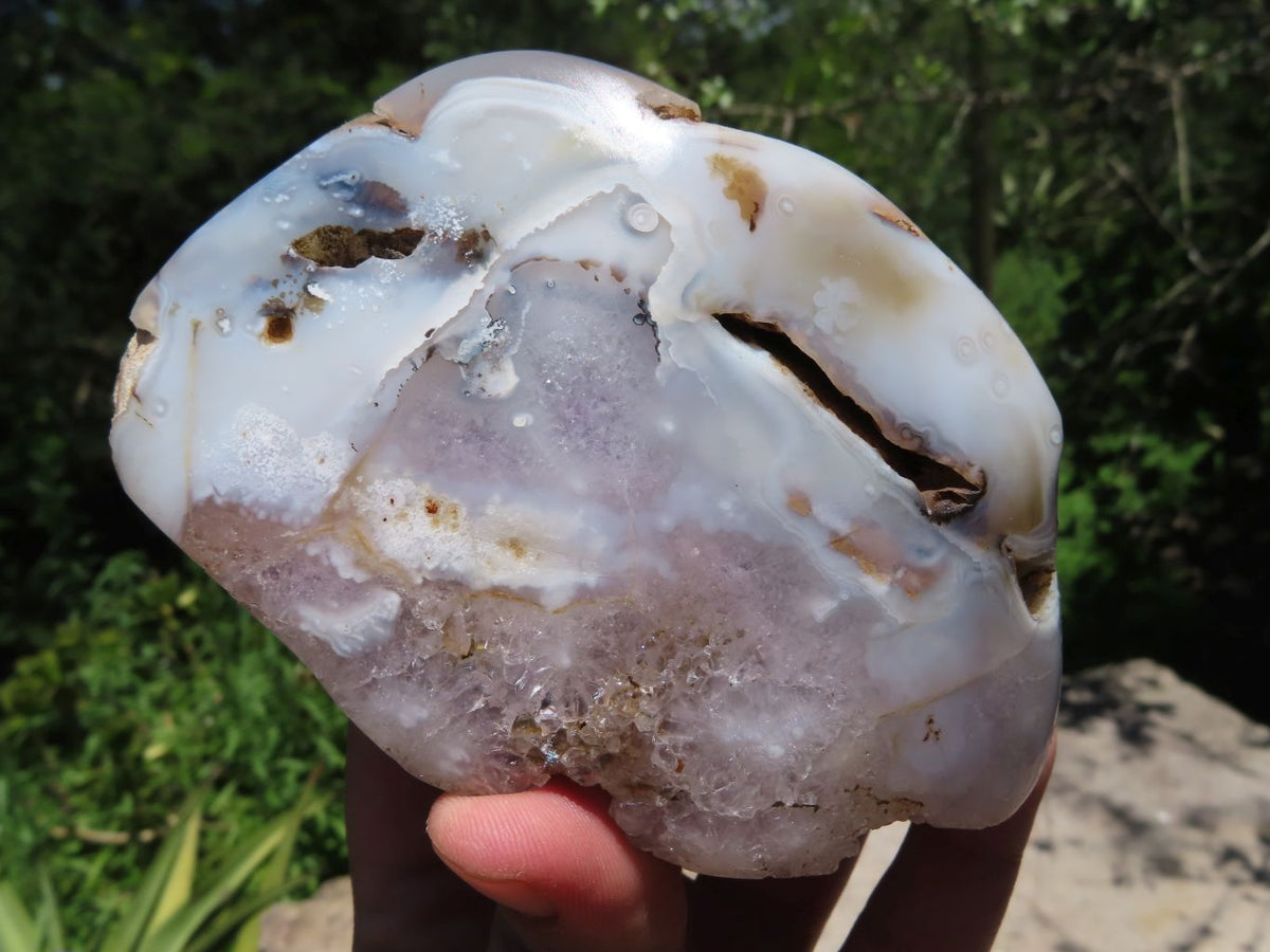 Polished Amethyst Crystalline Agate Geodes x 2 From Madagascar - TopRock