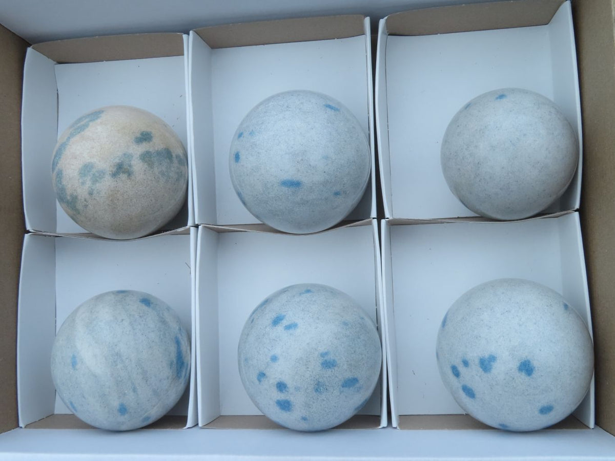 Polished Small Blue Spotted Spinel Spheres x 6 From Madagascar - TopRock