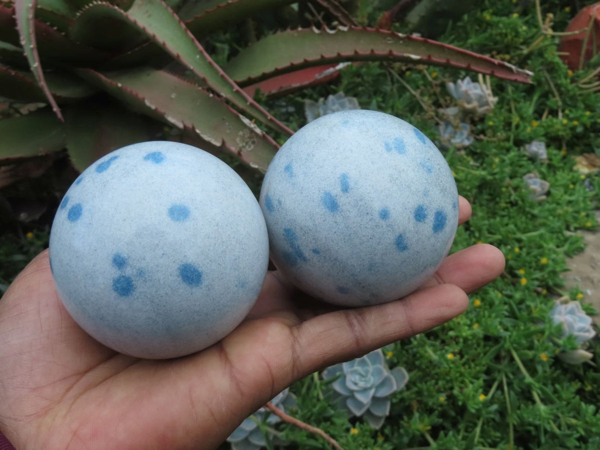 Polished Small Blue Spotted Spinel Spheres x 6 From Madagascar - TopRock