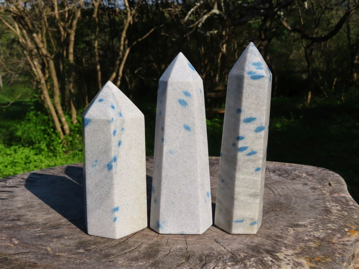 Polished Blue Spotted Spinel Crystal Points x 3 From Madagascar - TopRock