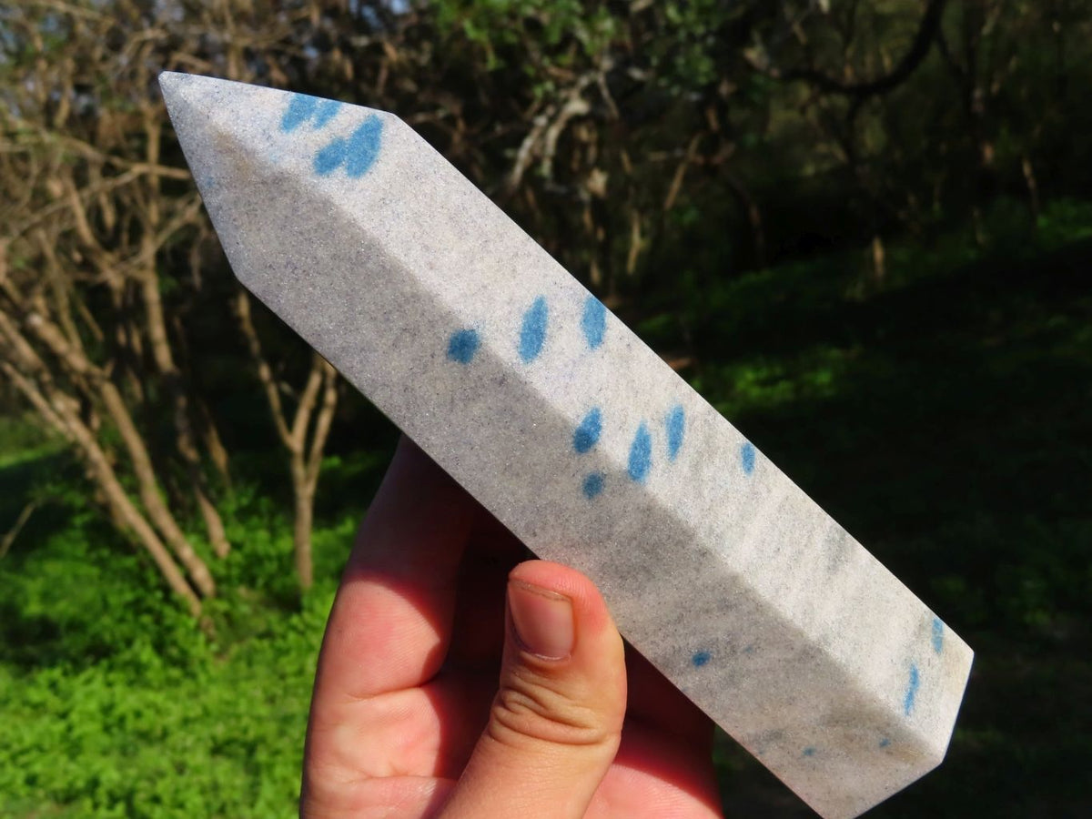 Polished Blue Spotted Spinel Crystal Points x 3 From Madagascar - TopRock