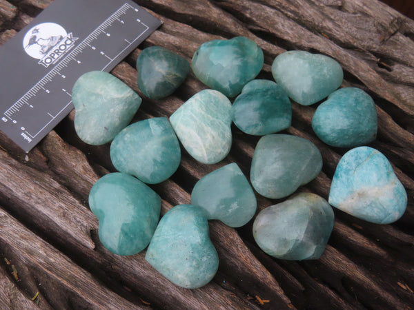 Polished Amazonite Hearts - Small - sold per piece - From Madagascar - TopRock