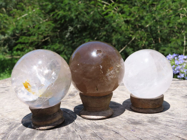 Polished Mixed Crystal Spheres x 3 From Madagascar - TopRock