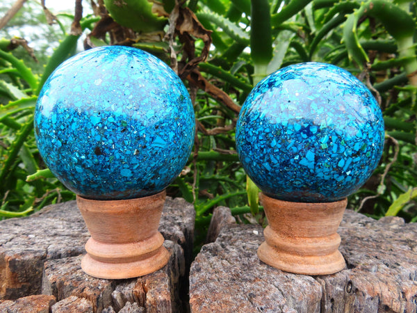 Polished Medium Chrysocolla Conglomerate Crystal Balls  x 2 From Congo - TopRock