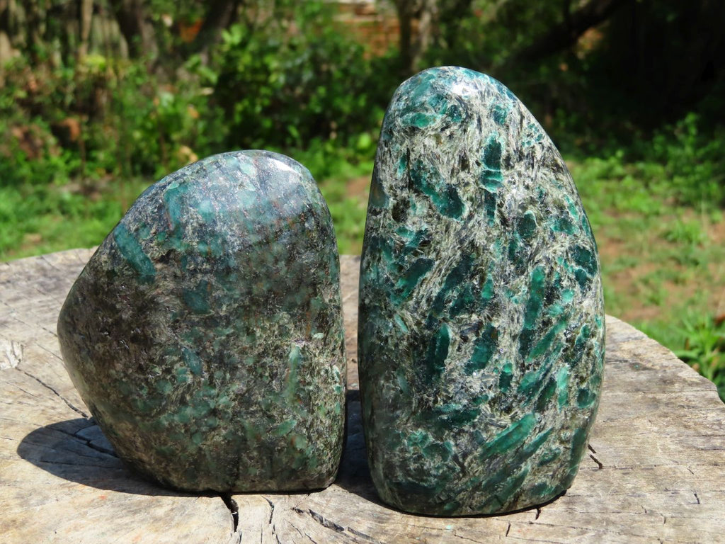 Polished Emeralds In Matrix Free Forms x 2 From Zimbabwe - TopRock