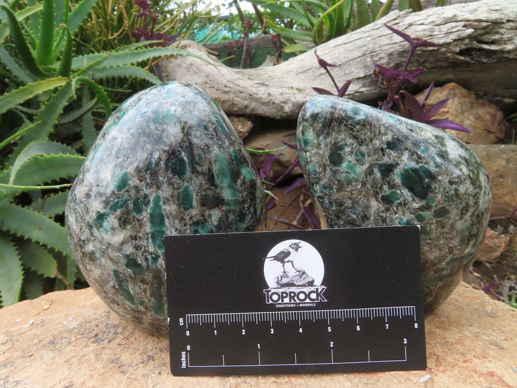 Polished Emeralds In Matrix Standing Free Forms x 2 From Sandawana, Zimbabwe - TopRock