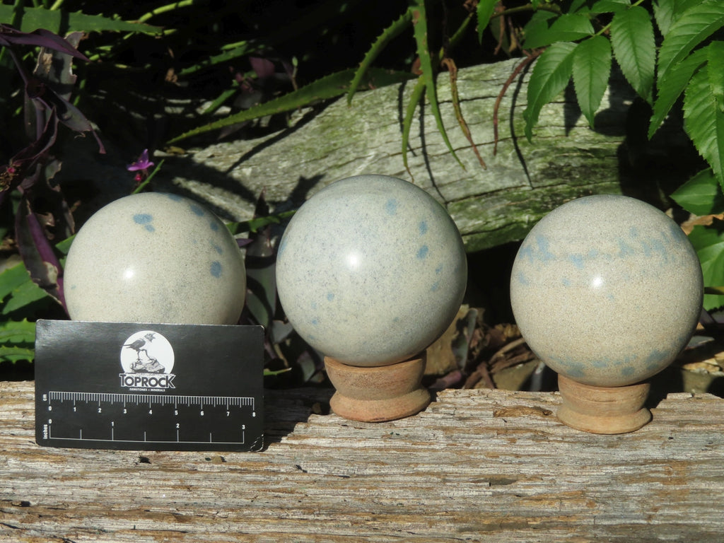 Polished Blue Spotted Spinel Spheres x 3 From Madagascar - TopRock
