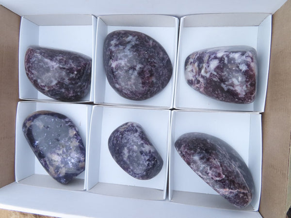 Polished Lepidolite Standing Free Forms x 6 From Zimbabwe - TopRock