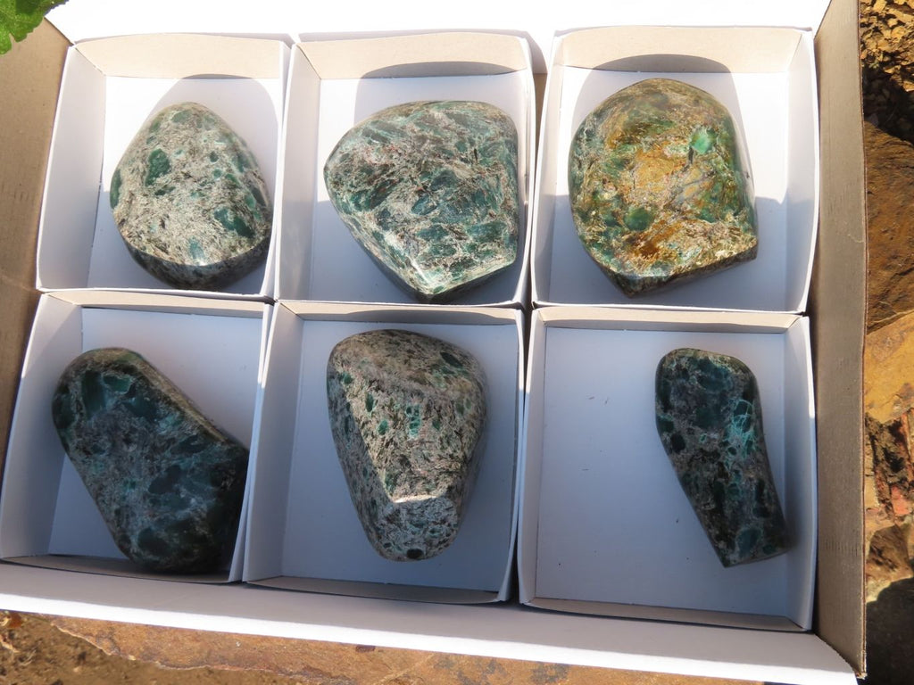 Polished Emeralds In Matrix Free Forms x 6 From Zimbabwe - TopRock