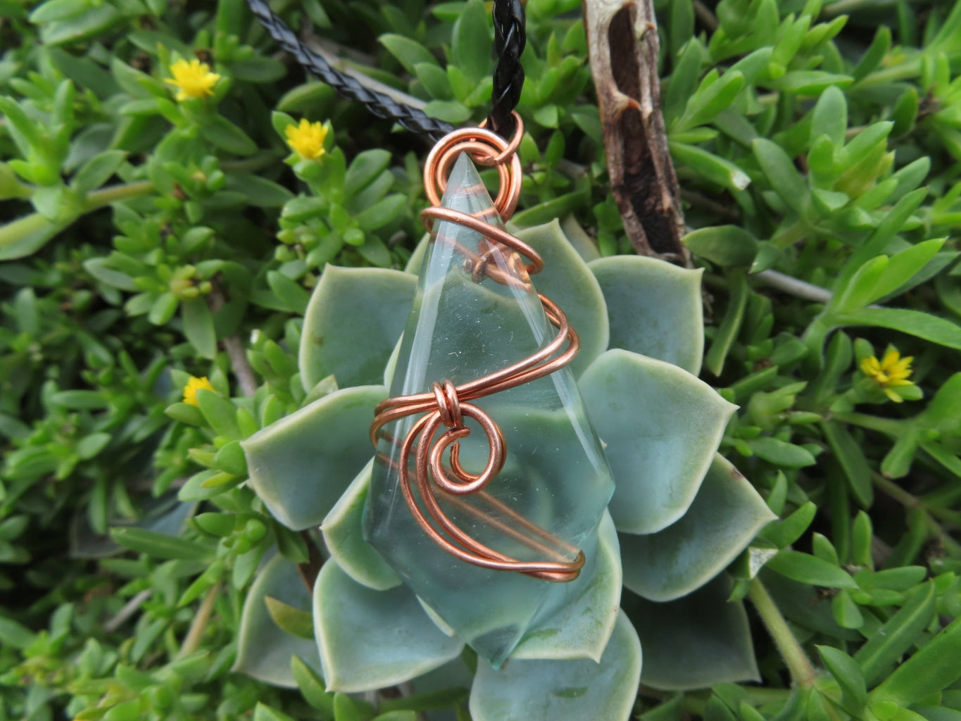 Polished Aqua Silica Jewellery Free Form In Copper Art Wire Wrap  -  sold per piece From South Africa - TopRock