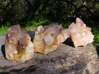 Natural Hematoid Quartz Clusters x 3 From Zimbabwe - TopRock