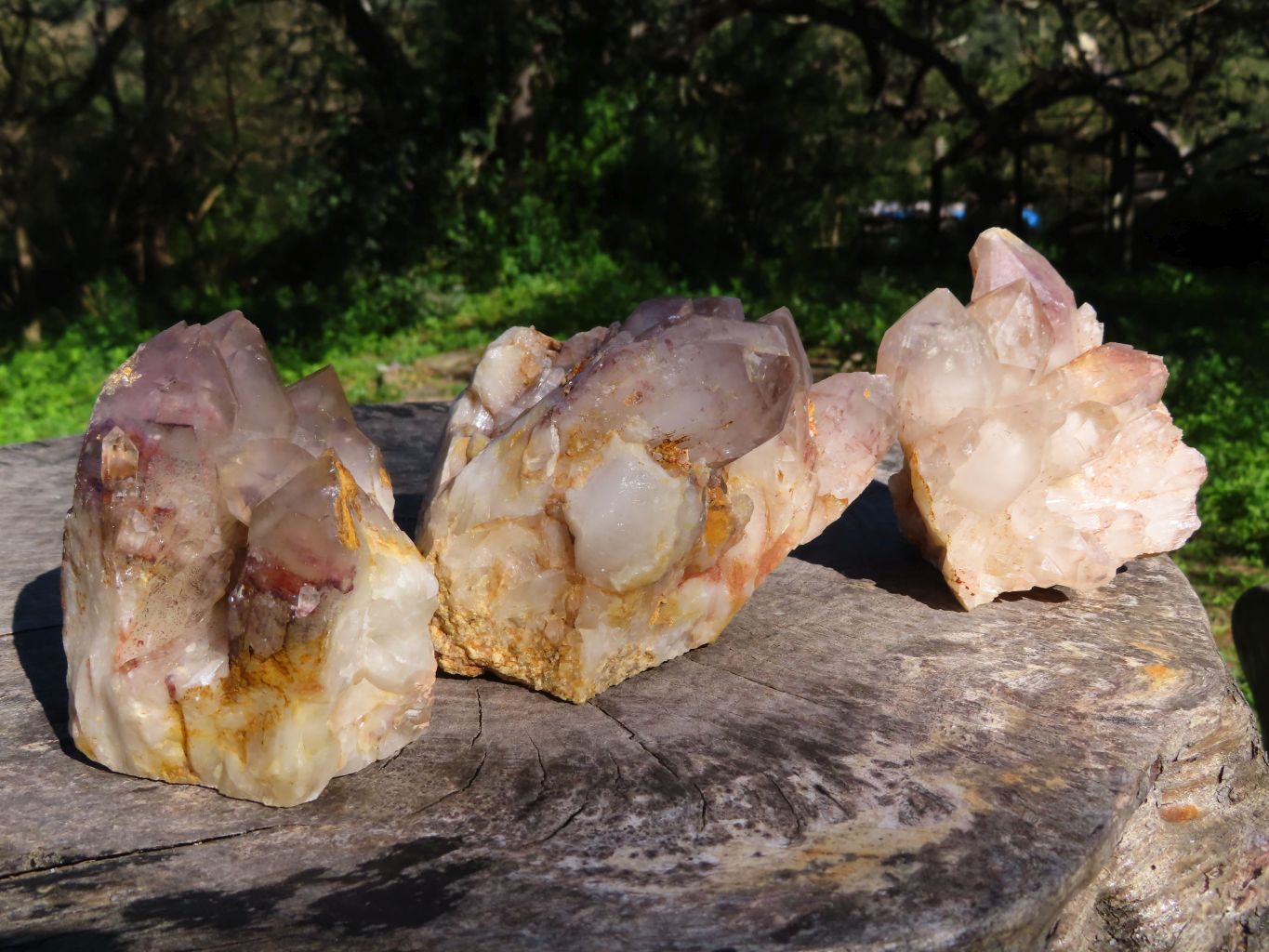 Natural Hematoid Quartz Clusters x 3 From Zimbabwe - TopRock