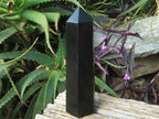 Polished Pitch Black Basalt Crystal Points x 4 From Madagascar - TopRock