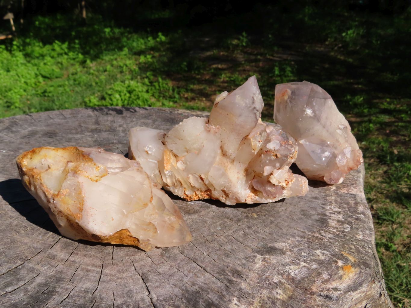 Natural Hematoid Phantom Quartz Clusters x 3 From Karoi, Zimbabwe - TopRock