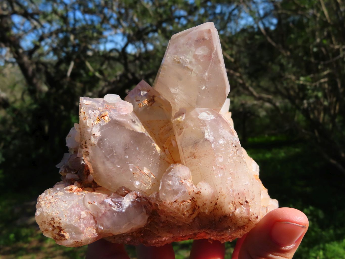Natural Hematoid Phantom Quartz Clusters x 3 From Karoi, Zimbabwe - TopRock