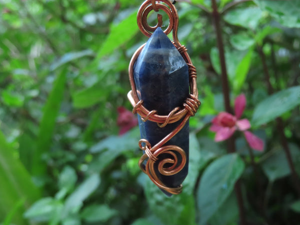 Polished Double Terminated Sodalite Copper Art Wire Wrap Pendant - sold per piece - From Namibia - TopRock