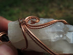 Natural Smokey Optic Quartz in Copper Art Wire Wrap Pendant - sold per piece - From Zimbabwe - TopRock