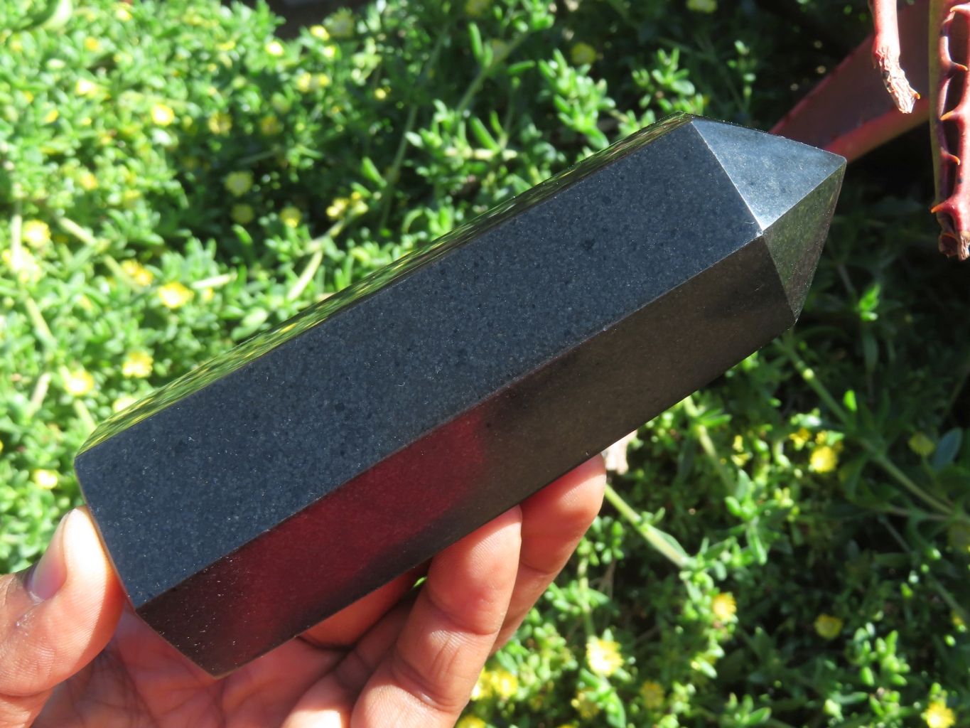 Polished Black Basalt Crystal Points x 4 From Madagascar - TopRock