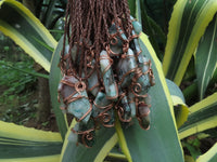 Polished Messina Quartz with Copper, Malachite, Epidote, Ajoite  Facetted Free Forms in Copper Art Wire Wrap Pendant - sold per piece - From Messina, South Africa - TopRock