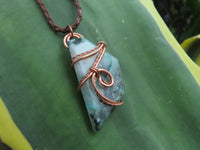 Polished Messina Quartz with Copper, Malachite, Epidote, Ajoite  Facetted Free Forms in Copper Art Wire Wrap Pendant - sold per piece - From Messina, South Africa - TopRock