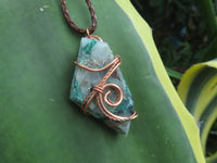 Polished Messina Quartz with Copper, Malachite, Epidote, Ajoite  Facetted Free Forms in Copper Art Wire Wrap Pendant - sold per piece - From Messina, South Africa - TopRock