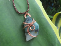 Polished Messina Quartz with Copper, Malachite, Epidote, Ajoite  Facetted Free Forms in Copper Art Wire Wrap Pendant - sold per piece - From Messina, South Africa - TopRock