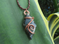 Polished Messina Quartz with Copper, Malachite, Epidote, Ajoite  Facetted Free Forms in Copper Art Wire Wrap Pendant - sold per piece - From Messina, South Africa - TopRock