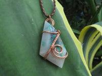 Polished Messina Quartz with Copper, Malachite, Epidote, Ajoite  Facetted Free Forms in Copper Art Wire Wrap Pendant - sold per piece - From Messina, South Africa - TopRock