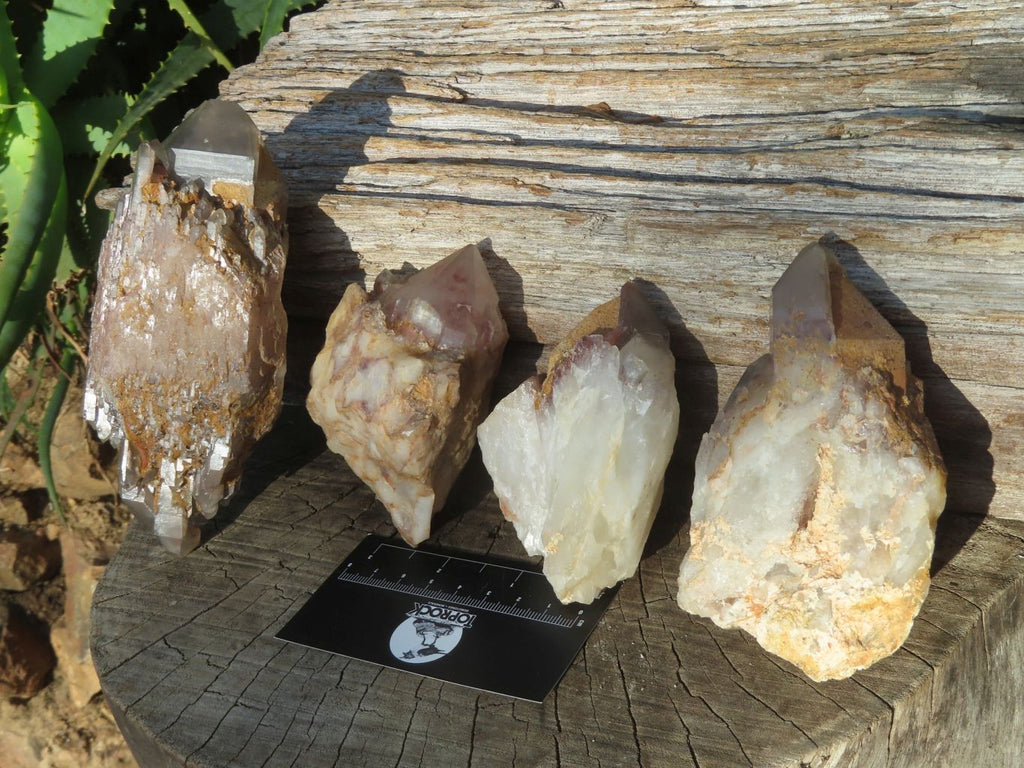 Natural Red Hematoid Quartz Crystals x 4 From Zimbabwe - TopRock