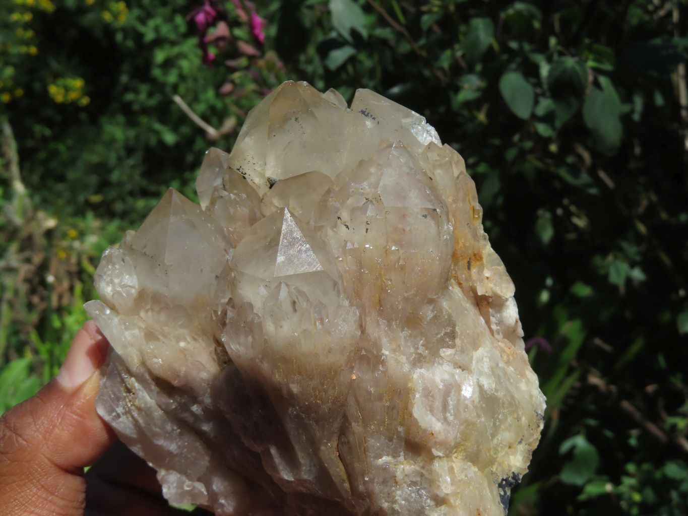 Natural Smokey Phantom Quartz Clusters x 3 From Lwena, Congo - TopRock