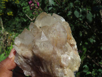 Natural Smokey Phantom Quartz Clusters x 3 From Lwena, Congo - TopRock