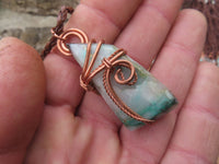 Polished Ajoite in Matrix Free Forms Set In Copper Art Wire Wrap Pendant - sold per piece - Messina, South Africa - TopRock